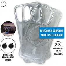 Capa iPhone 16 - Stand Glitter Magsafe Titanium Gray